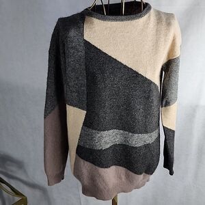 100% Cashmere FORTE Colorblock Sweater Buttery Soft